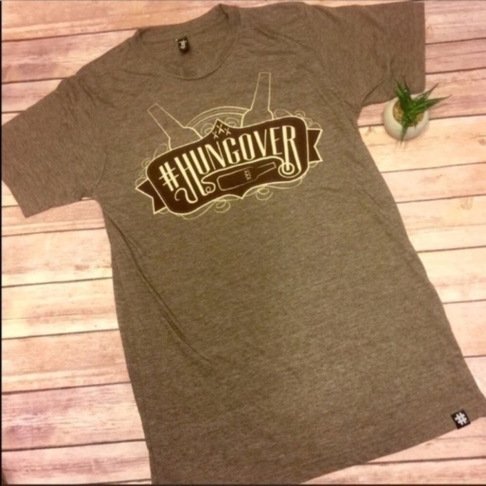 Brand New “Hungover” Super Soft Mocha Colored Graphic T-shirt Unisex Tee Small